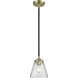 Nouveau Cone LED 6.25 inch Black Antique Brass Mini Pendant Ceiling Light in Clear, Nouveau