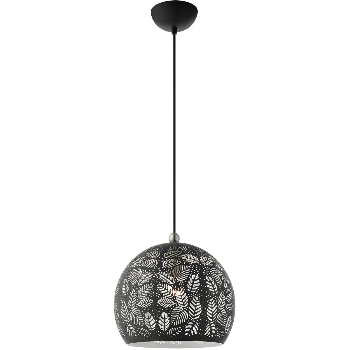 Chantily 1 Light 12 inch Black with Brushed Nickel Accents Pendant Ceiling Light