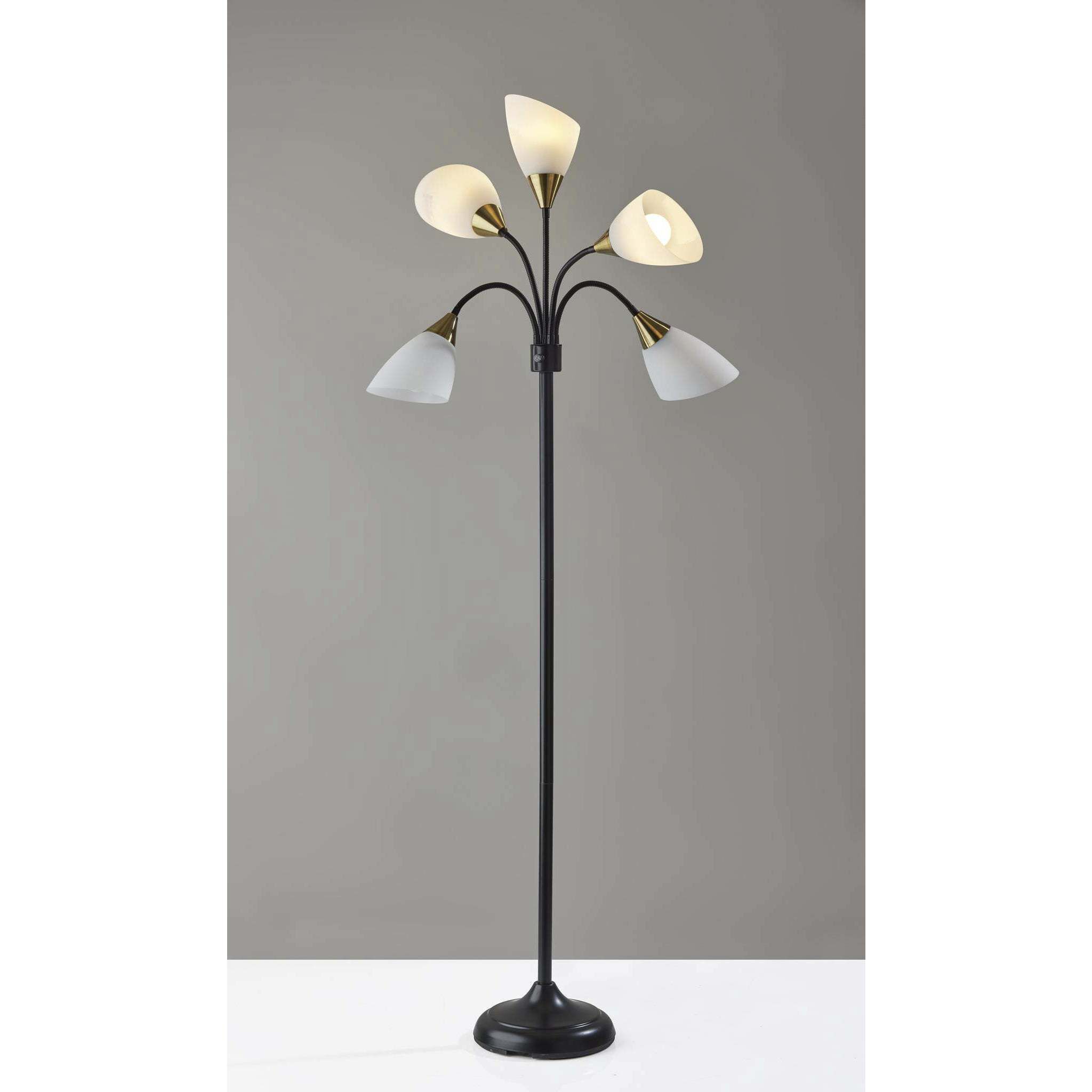 Sophia 67 inch 60.00 watt Black with Antique Brass Accents Floor Lamp Portable Light, Simplee Adesso