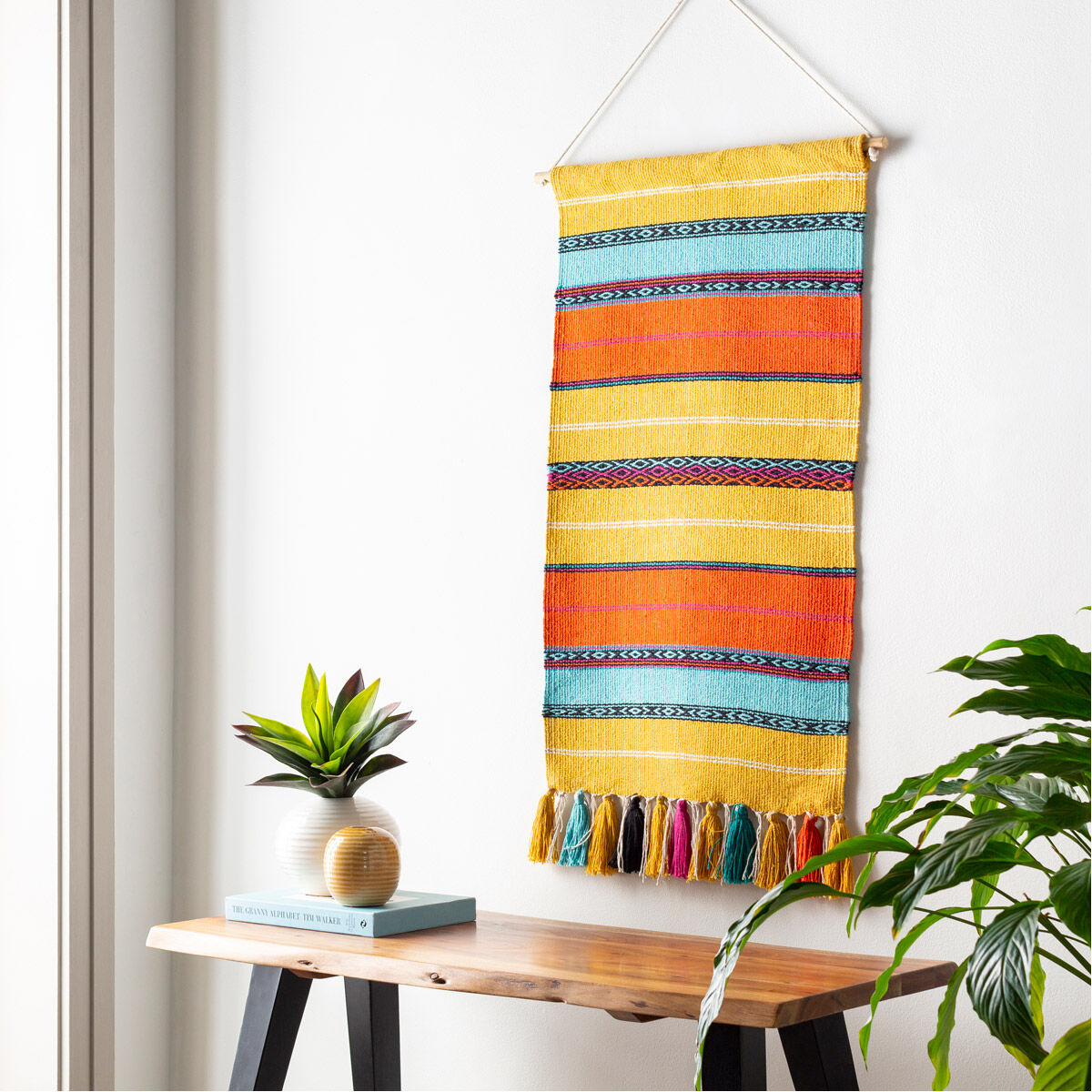 Toluca Bright Yellow/Bright Orange/Bright Pink/Teal/Aqua Wall Hangings, Rectangle
