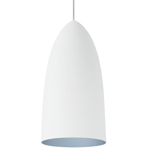 Mini Signal 1 Light 120 Satin Nickel Low-Voltage Pendant Ceiling Light in Monopoint, LED 90 CRI 3000K, Rubberized White/Blue