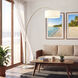 Float 92 inch 14 watt Weathered Brass and White Arc Floor Lamp Portable Light in White Linen