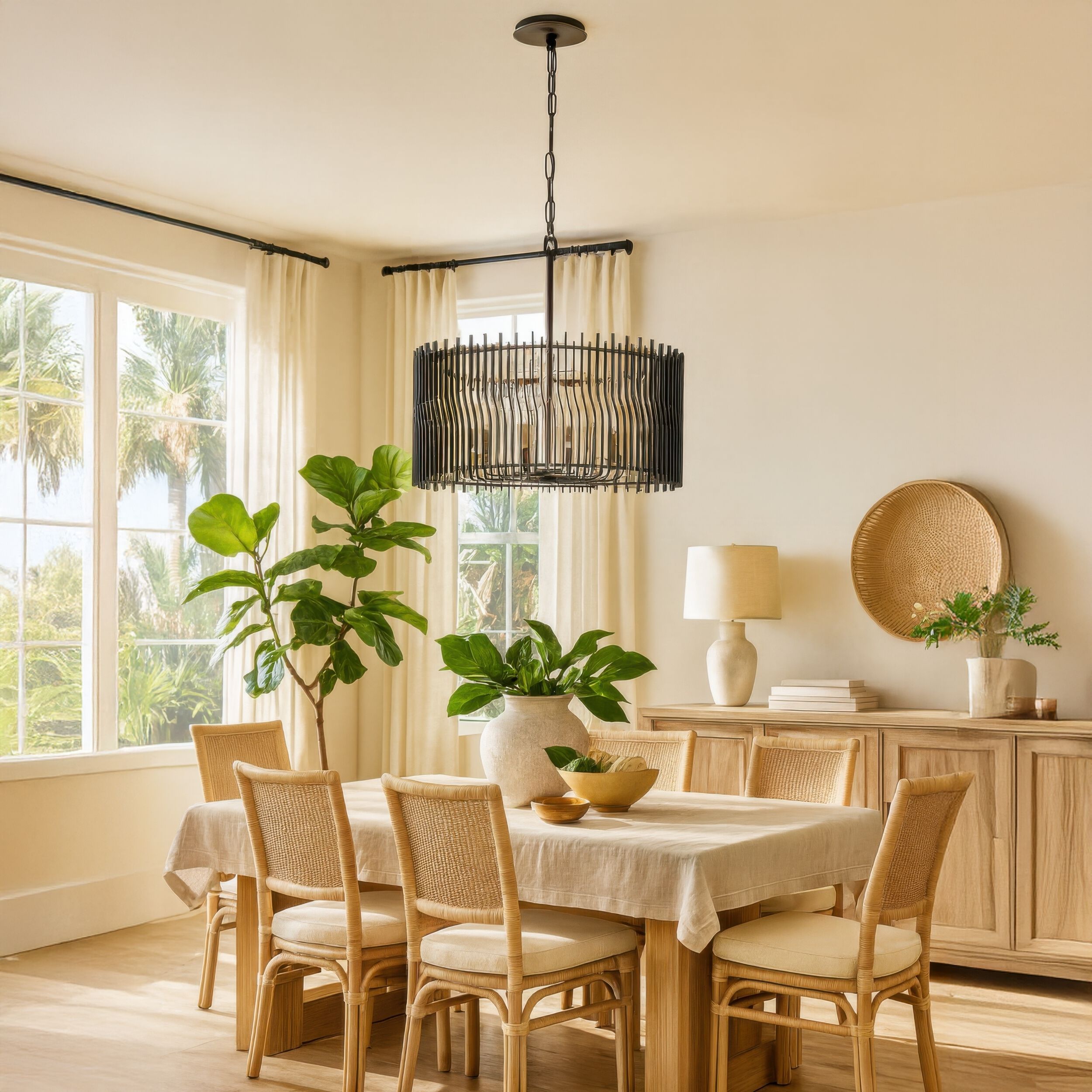 Park Row 8 Light 32 inch Matte Black and French Gold Pendant Ceiling Light, Smithsonian Collaboration