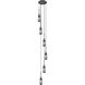 Milan 6 Light 15 inch Matte Black Multi Pendant Ceiling Light in Light Smoke Glass