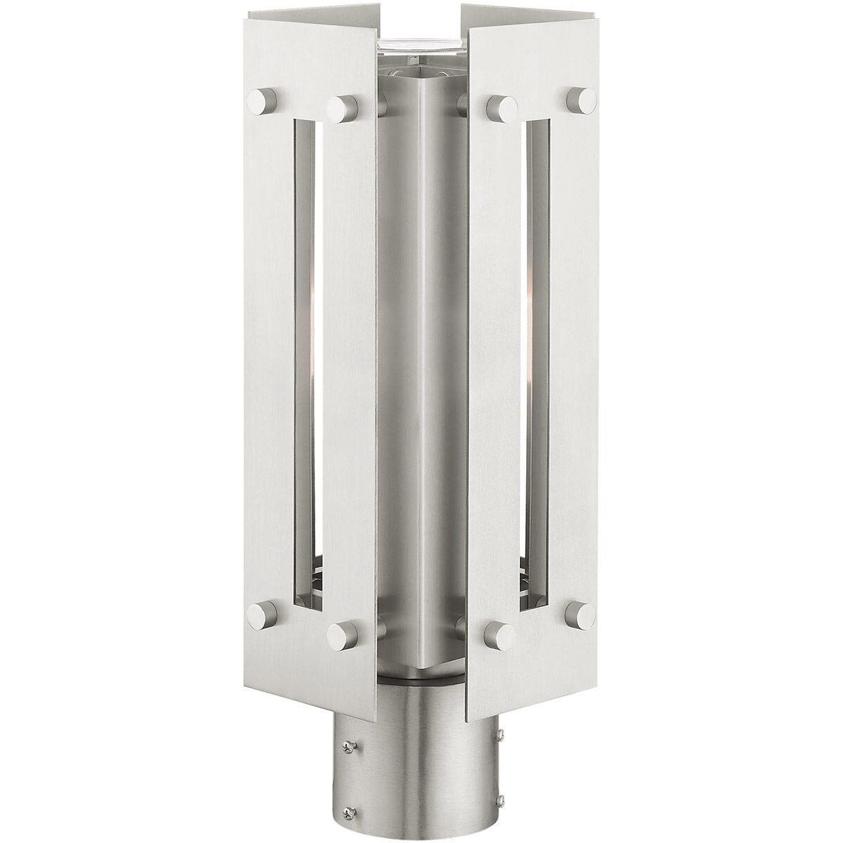 Utrecht 1 Light 16 inch Brushed Nickel Accents Outdoor Post Top Lantern