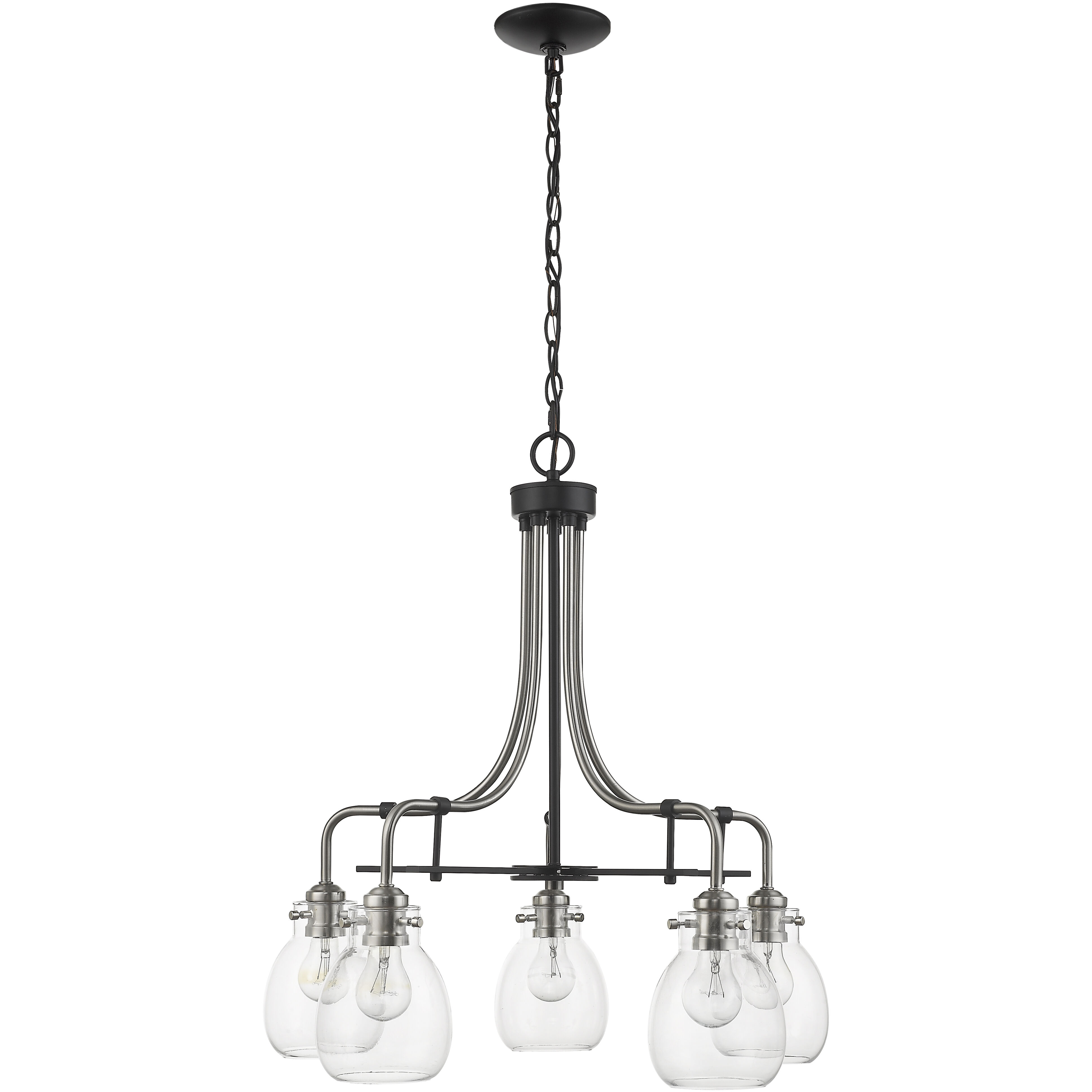 Kraken 5 Light 25 inch Matte Black and Brushed Nickel Chandelier Ceiling Light