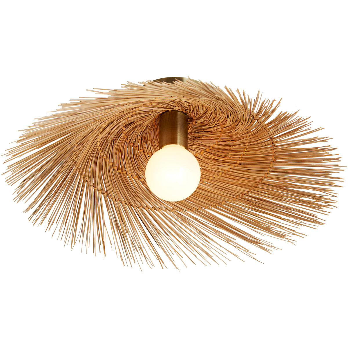 Hayes 1 Light 19 inch Natural and Antique Brass Flush Mount Ceiling Light