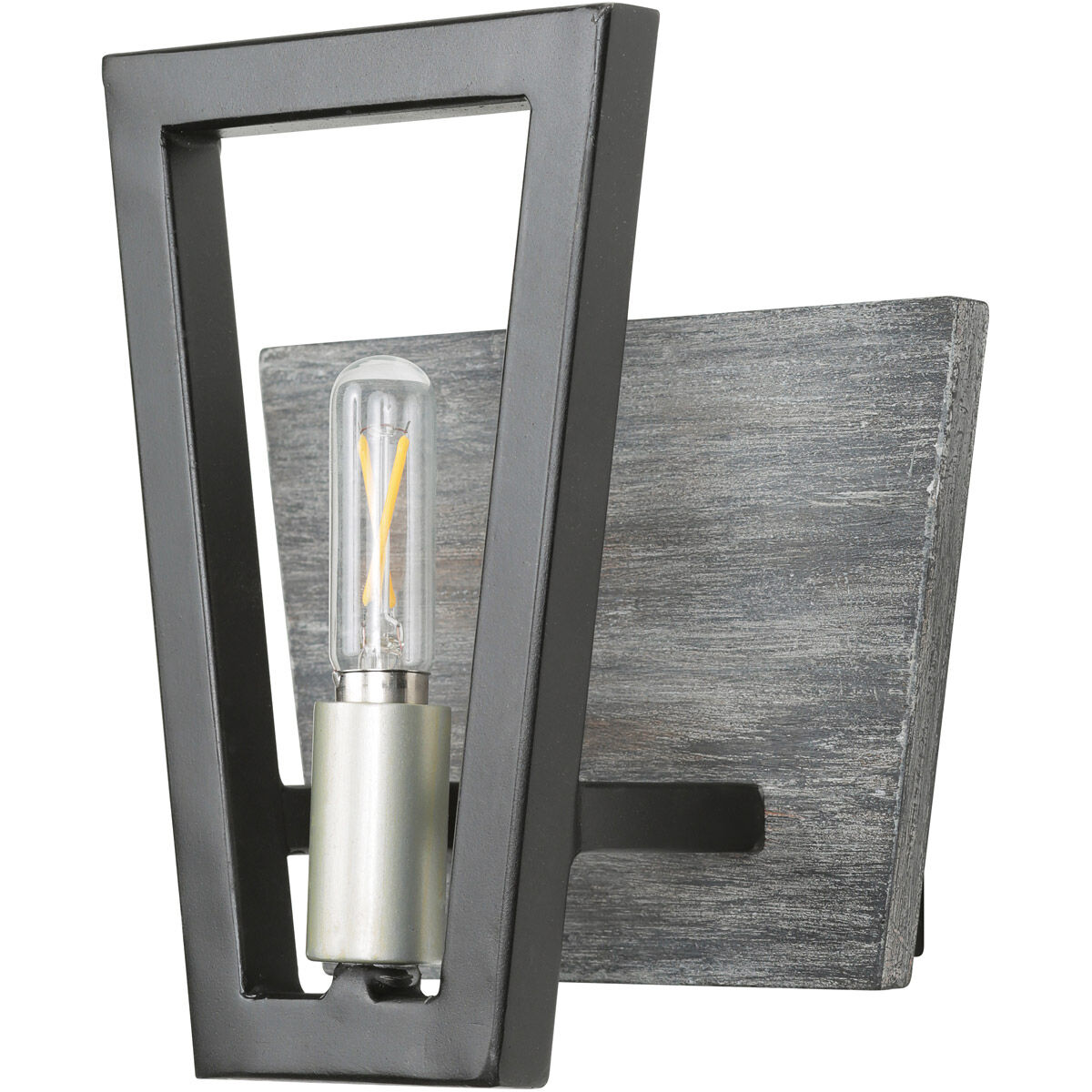 Zag 1 Light 6.5 inch Black and Grey Bath Vanity Wall Light in Black/Grey Wood