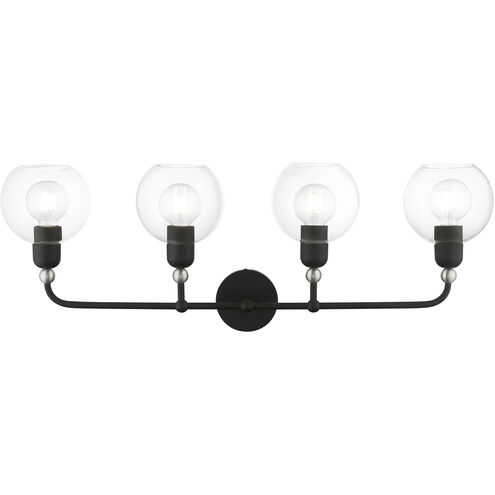 Downtown 4 Light 36 inch Black with Brushed Nickel Accents Vanity Sconce Wall Light, Large, Sphere