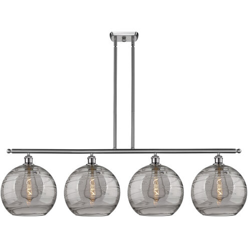 Ballston Athens Deco Swirl 4 Light 50.25 inch Brushed Satin Nickel Stem Hung Island Light Ceiling Light
