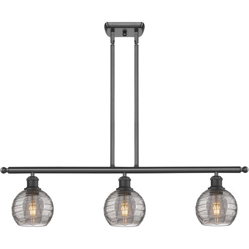 Ballston Athens Deco Swirl 3 Light 36 inch Matte Black Stem Hung Island Light Ceiling Light