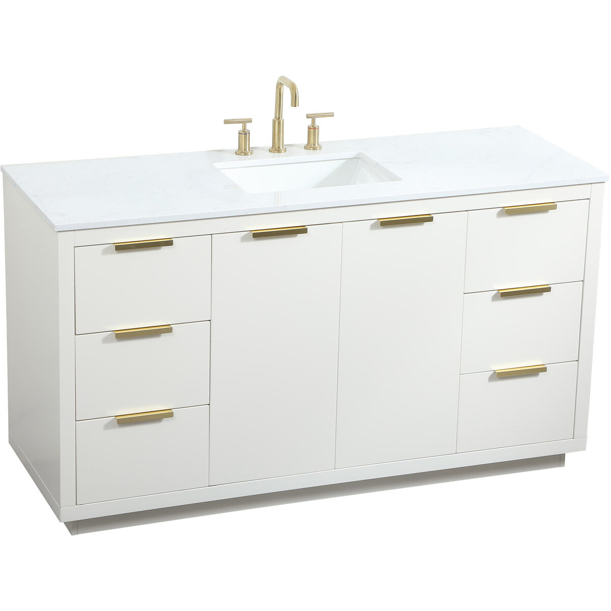 Blake 60 X 22 X 34 inch White Vanity Sink Set