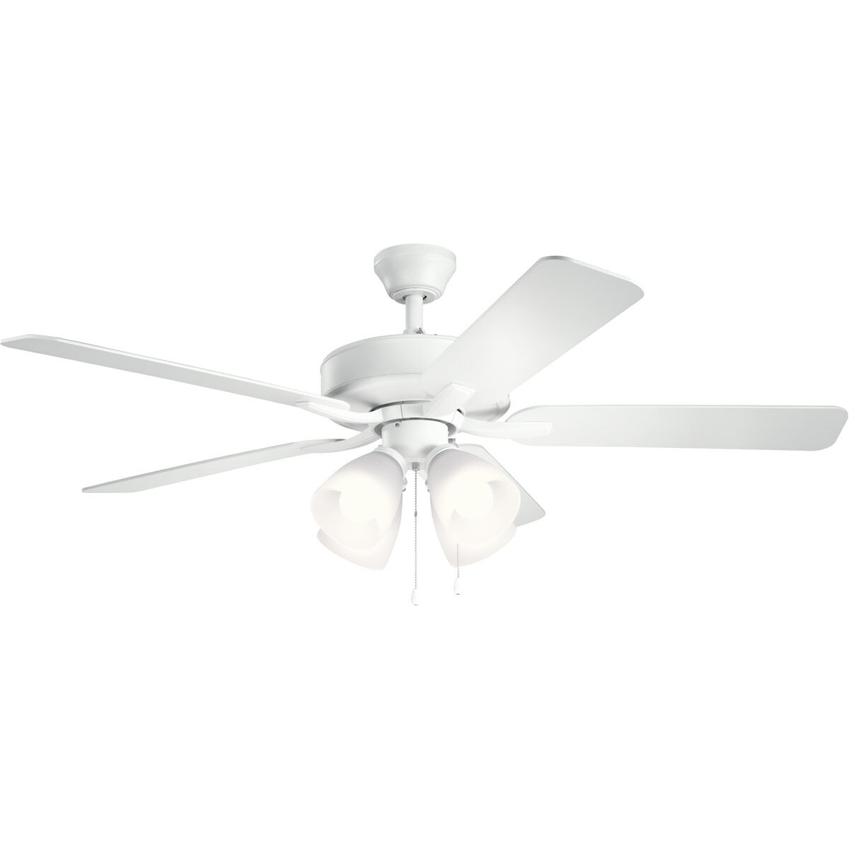 Basics Pro Premier 52 inch Matte White Ceiling Fan in 3000K, Etched Cased Opal