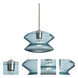 Zen 1 Light Satin Nickel Pendant Ceiling Light in Blue Bubble Glass
