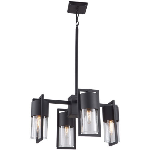 Bond LED 26 inch Matte Black and Brass Outdoor Chandelier