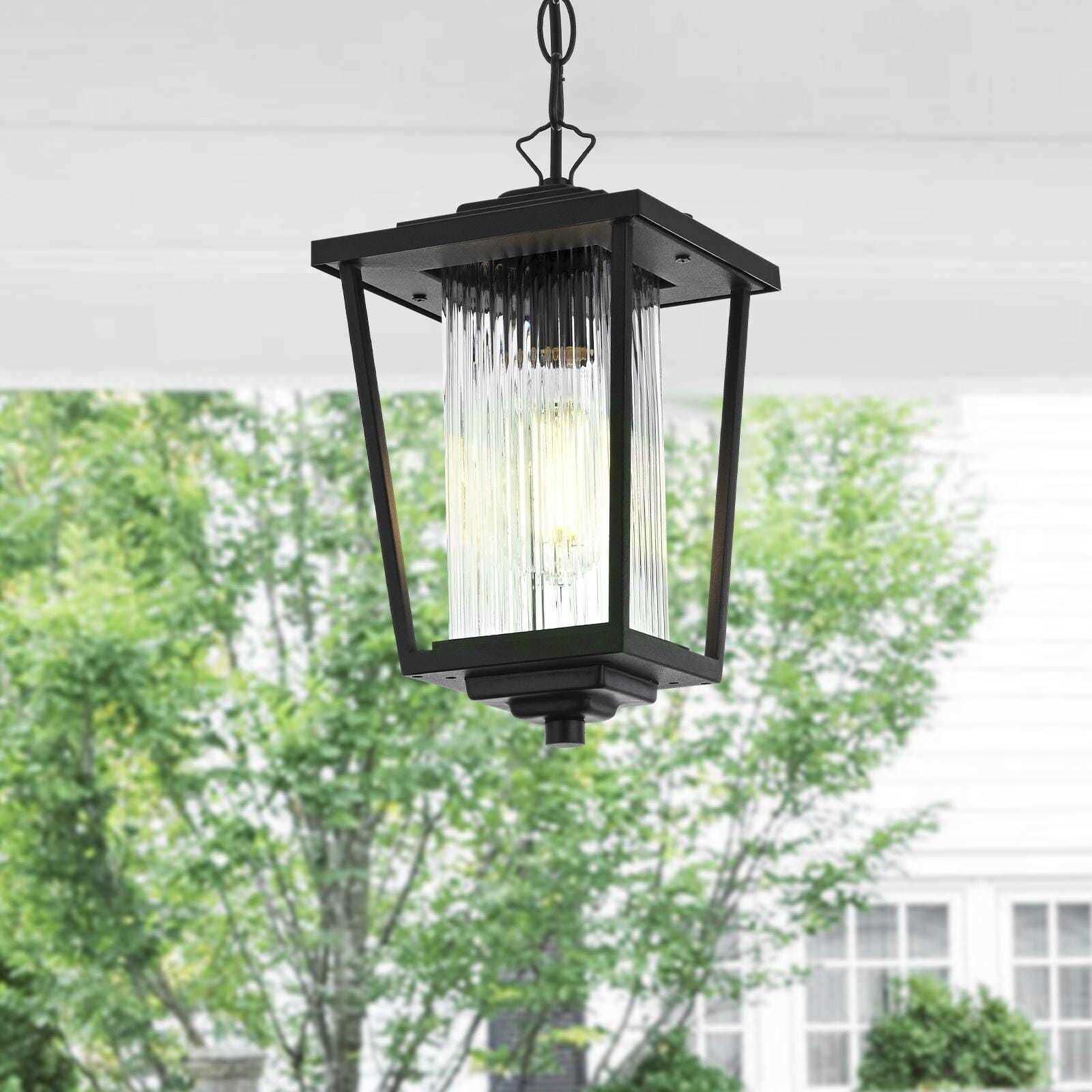 York 1 Light 6.5 inch Black Outdoor Pendant
