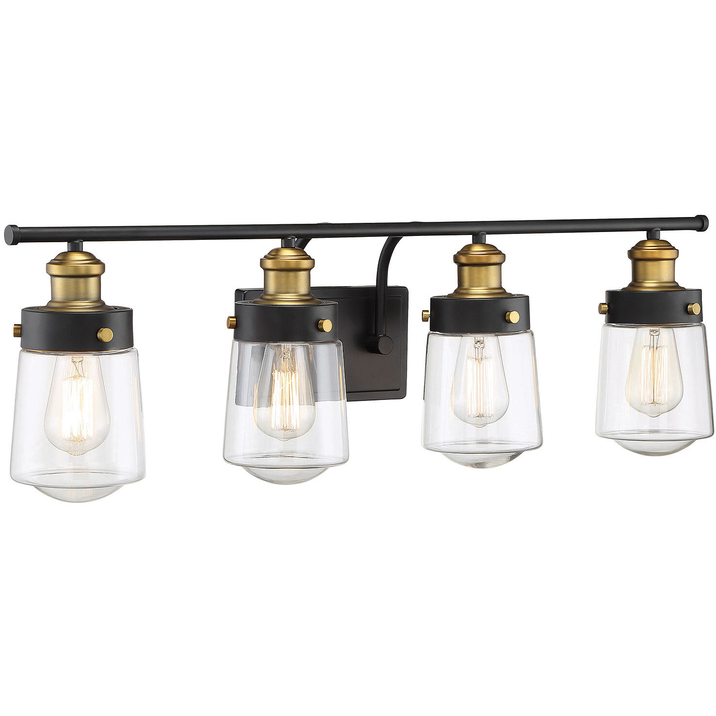 Macauley 4 Light 32 inch Vintage Black with Warm Brass Bathroom Vanity Light Wall Light