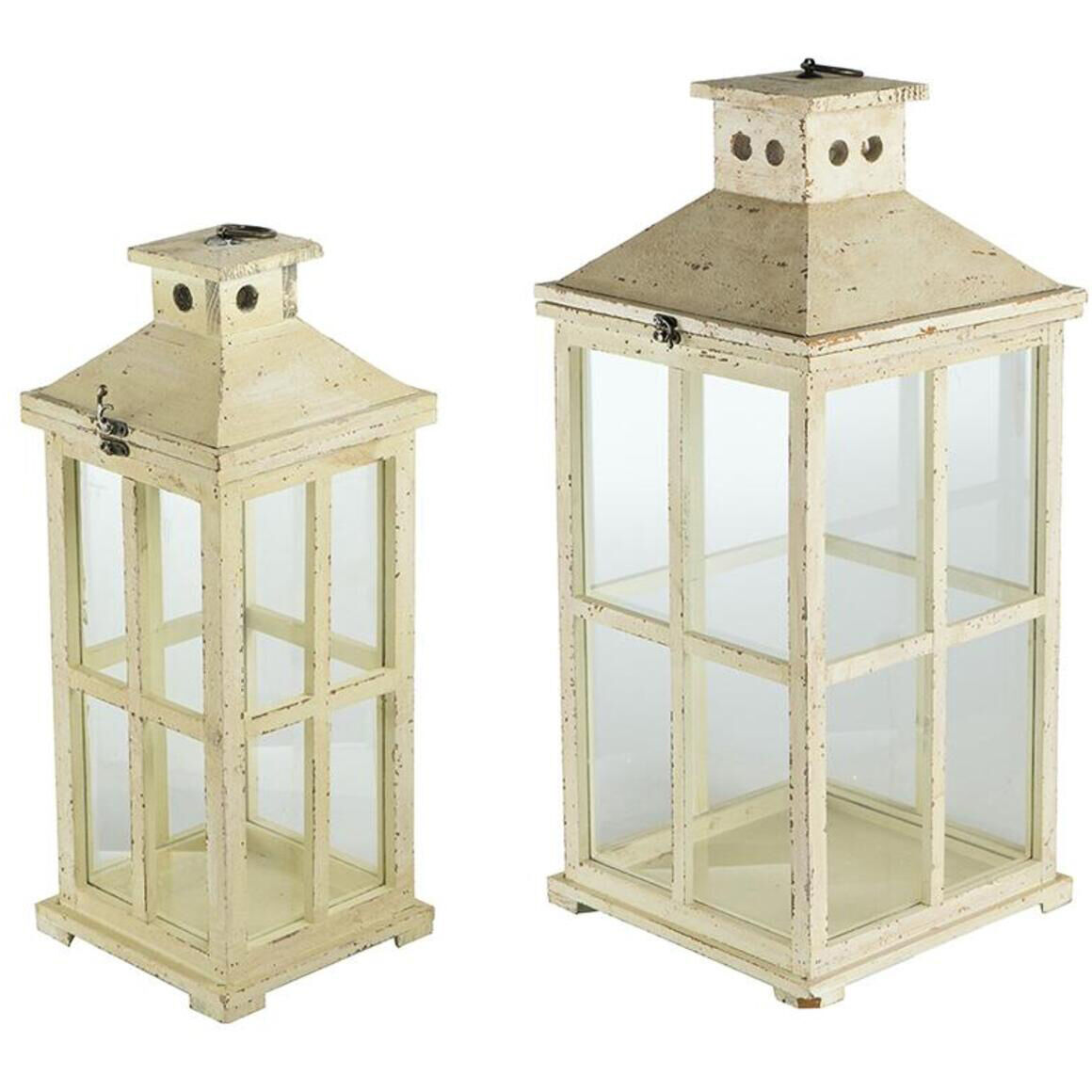 Reed 11.5 inch White Lantern, Set of 2