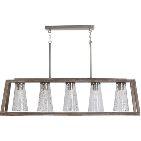 Connor 5 Light 50 inch Black Wash and Matte Nickel Island Ceiling Light