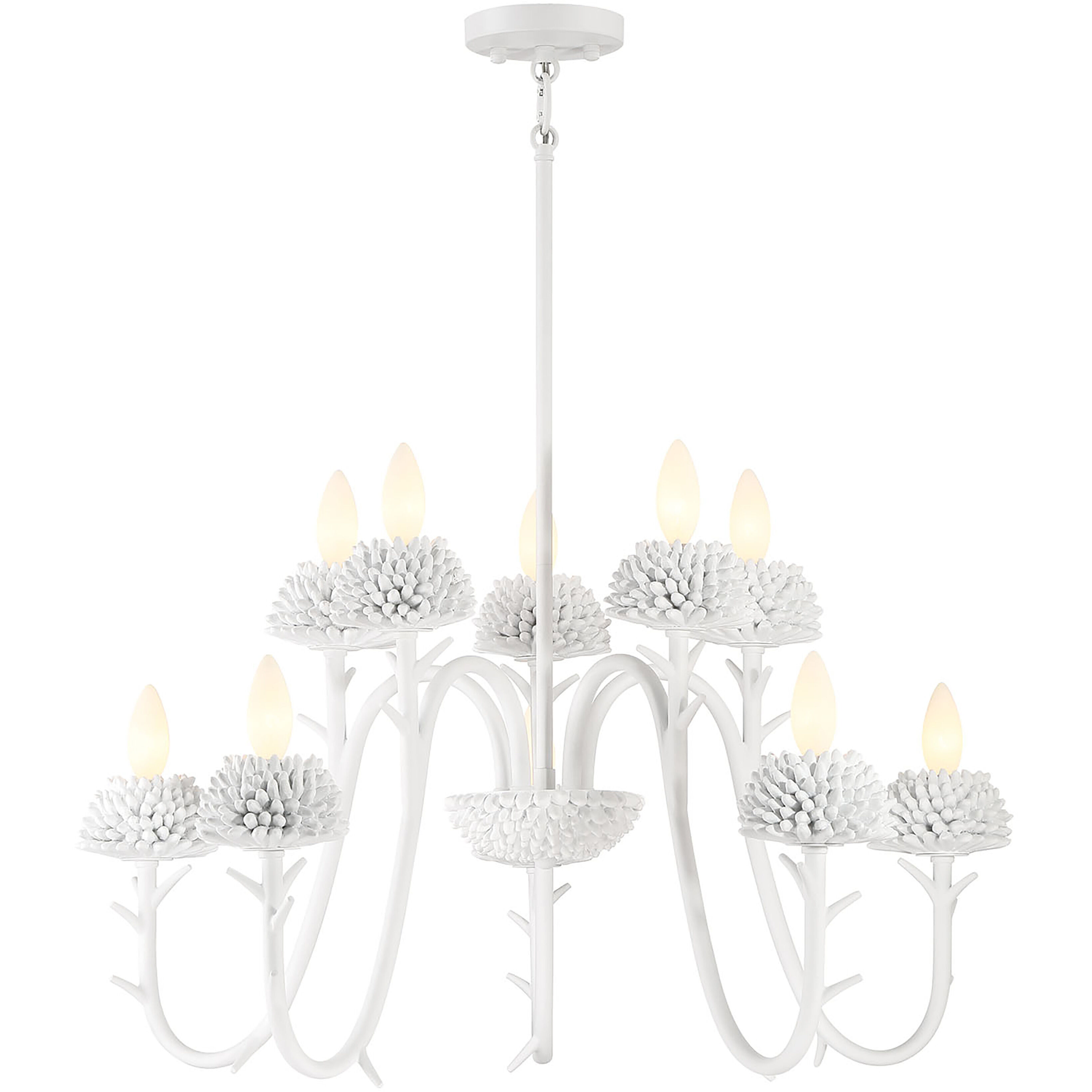 North Fork 10 Light 30 inch Sand White Chandelier Ceiling Light, Two Tier