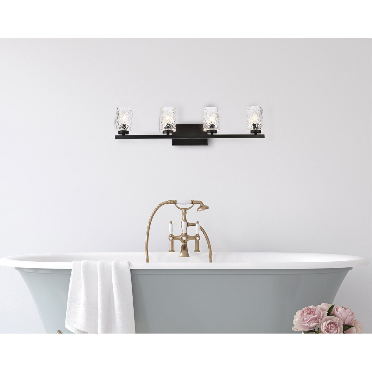 Cassie 4 Light 32 inch Black Bath Sconce Wall Light