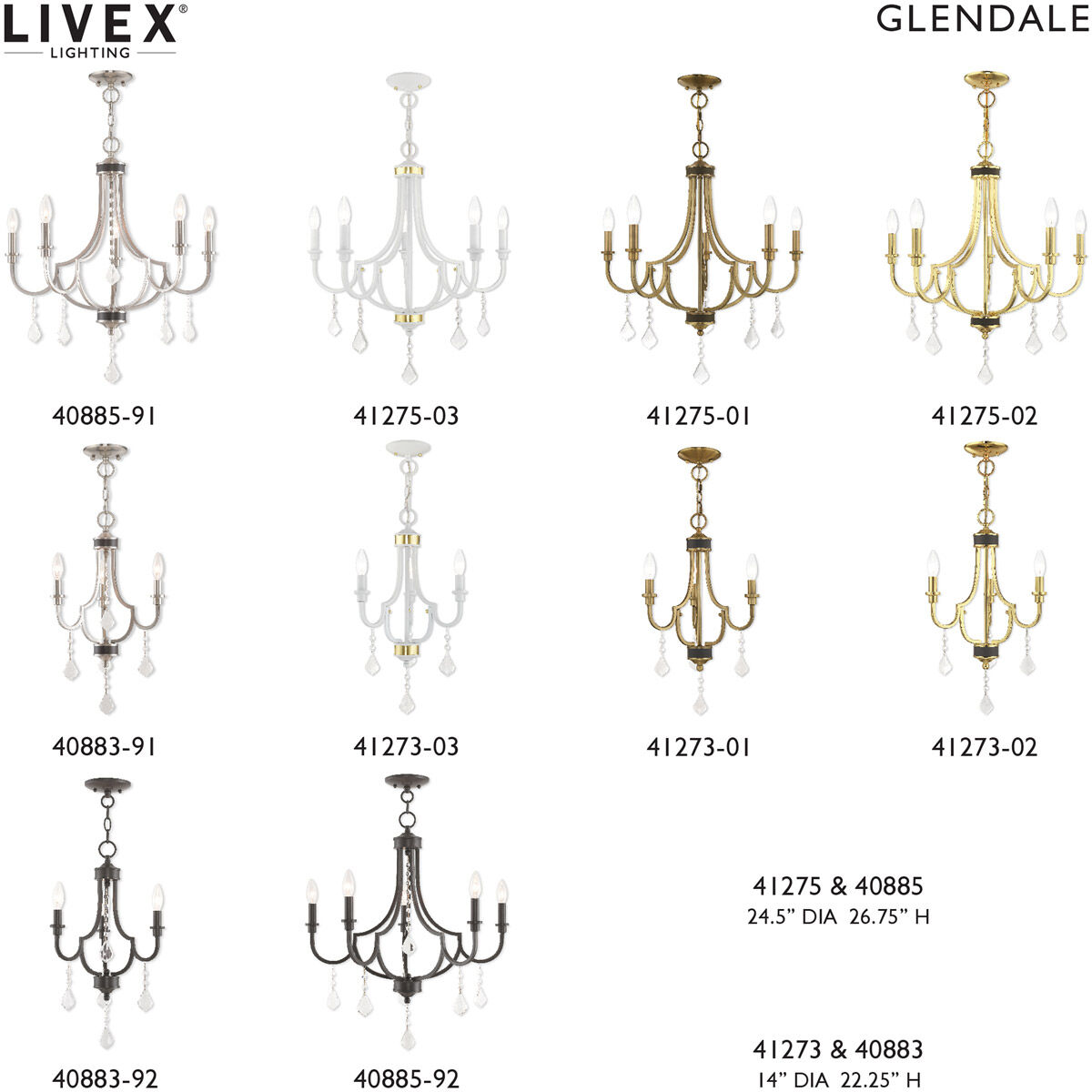 Glendale 5 Light 25 inch White Chandelier Ceiling Light