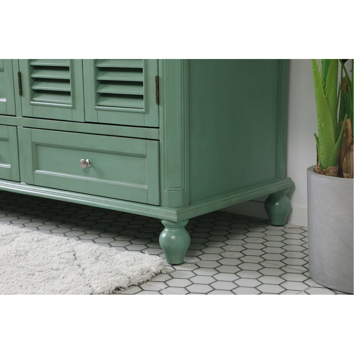 Rhodes 60 X 60 X 35 inch Vintage Mint and Brushed Nickel Vanity Sink Set