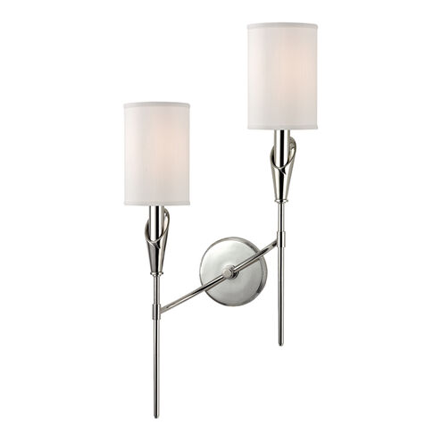 Tate 2 Light 13 inch Polished Nickel Wall Sconce Wall Light in Left