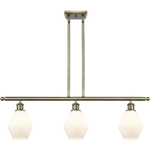 Ballston Cindyrella 3 Light 36 inch Antique Brass Island Light Ceiling Light in Incandescent, Matte White Glass