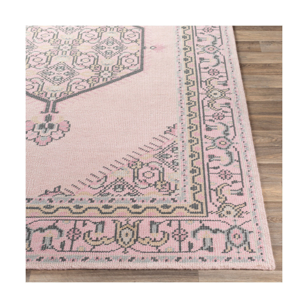 Zahra 36 X 24 inch Pale Pink/Charcoal/Medium Gray/Ivory/Blush Rugs