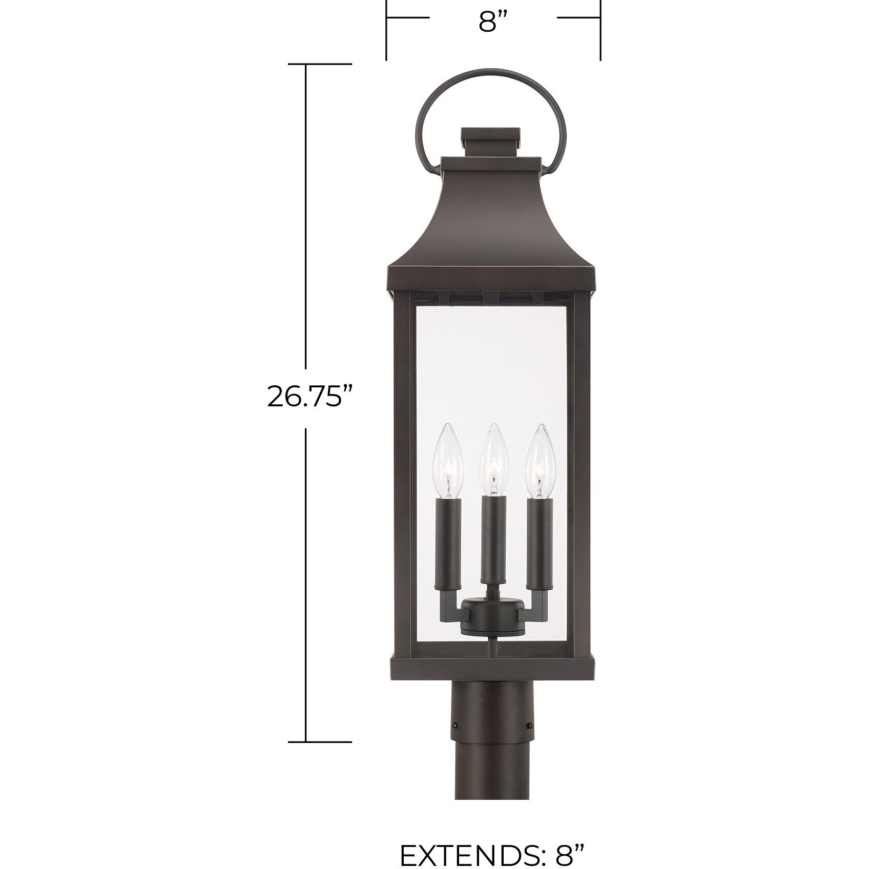 Bradford 3 Light 27 inch Oiled Bronze Outdoor Post Lantern