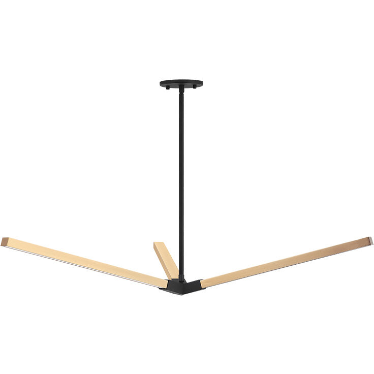Asterisk LED 37.38 inch Matte Black andAged Gold Brass Pendant Ceiling Light in Matte Black and Aged Gold Brass