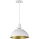 Dawn 1 Light 12 inch White and Satin Brass Single Pendant Ceiling Light