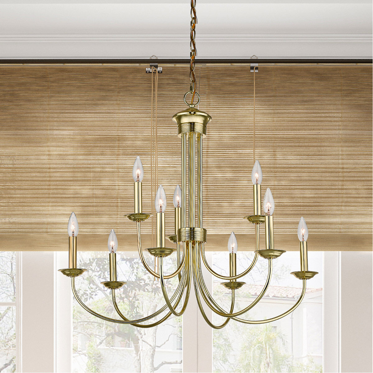 Estate 9 Light 30 inch Polished Brass Chandelier Ceiling Light