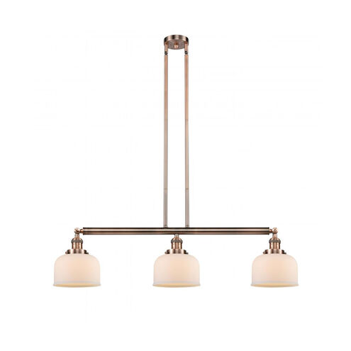 Franklin Restoration Large Bell LED 41 inch Antique Copper Island Light Ceiling Light in Matte White Glass, Franklin Restoration