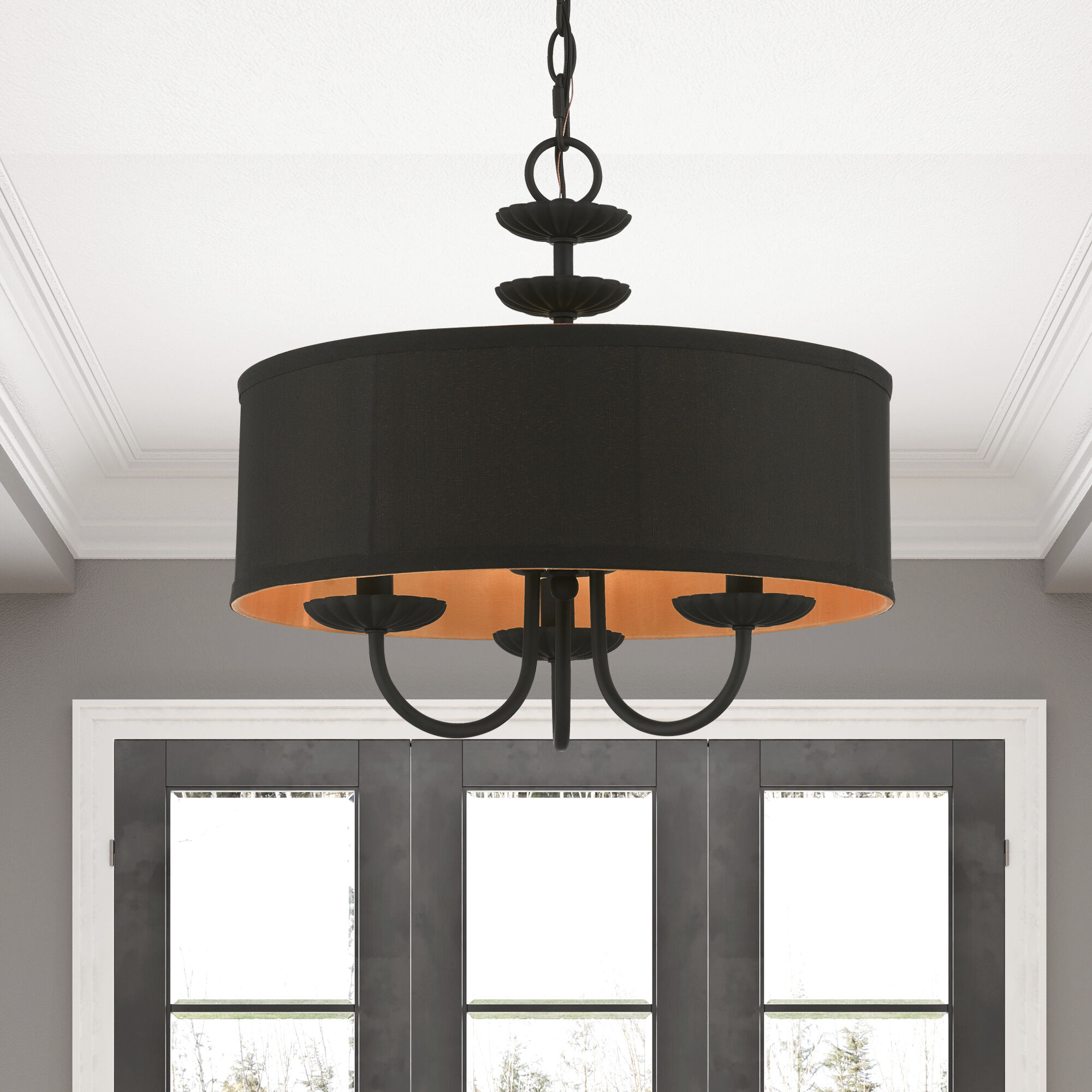 Winchester 3 Light 16 inch Black Pendant Chandelier Ceiling Light