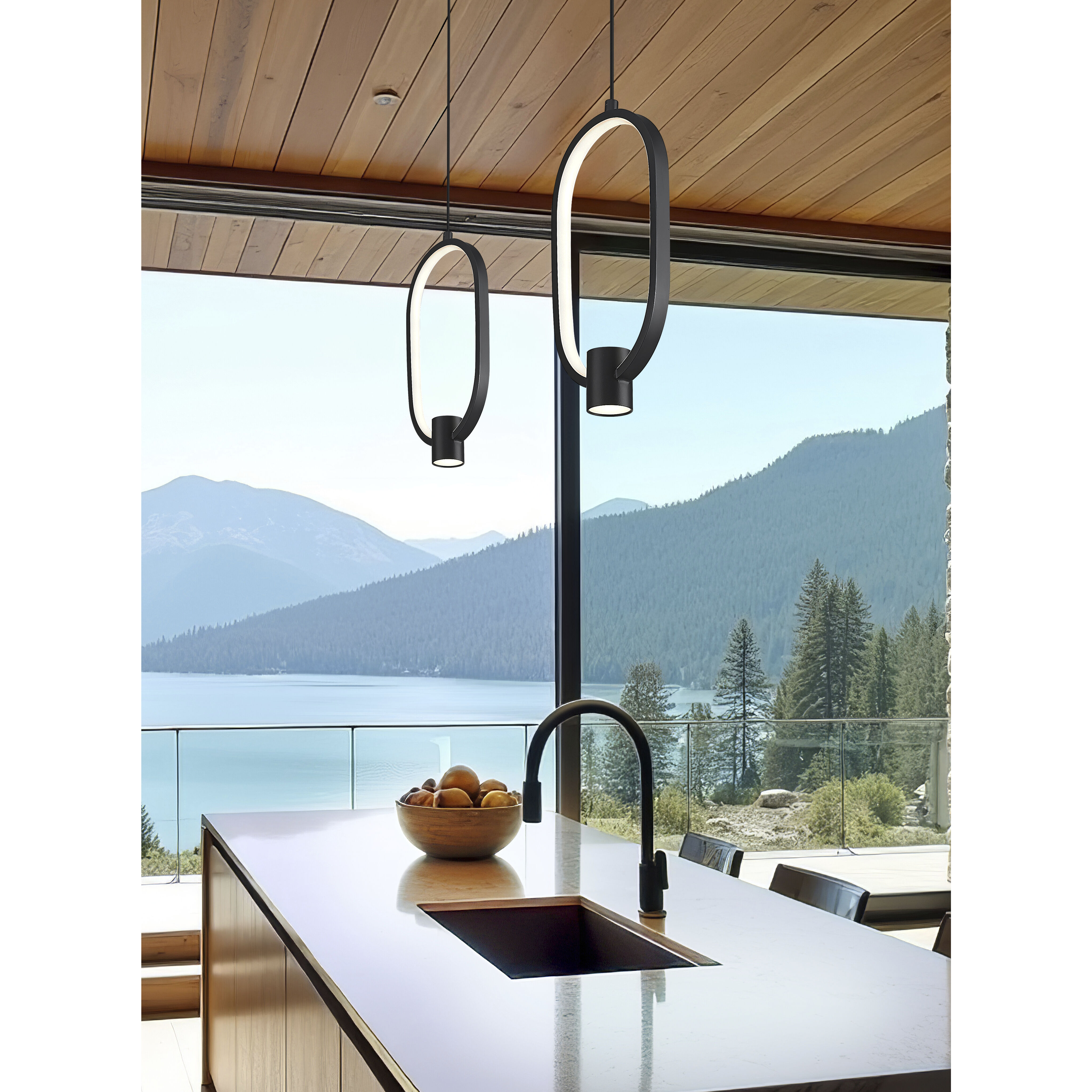 Saros Pendant Ceiling Light in Matte Black, LED