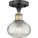 Edison Ithaca 1 Light 6 inch Black Antique Brass Semi-Flush Mount Ceiling Light