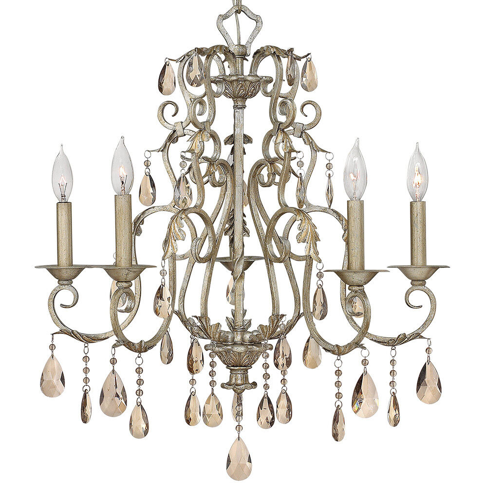 Carlton 5 Light 24 inch Silver Leaf Indoor Chandelier Ceiling Light