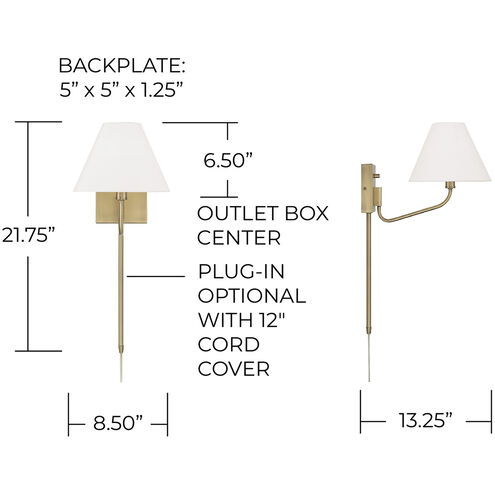 Chadwick Sconce Wall Light in Aged Brass