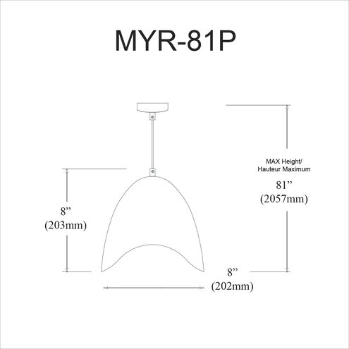 Myra LED 8 inch Black Pendant Ceiling Light