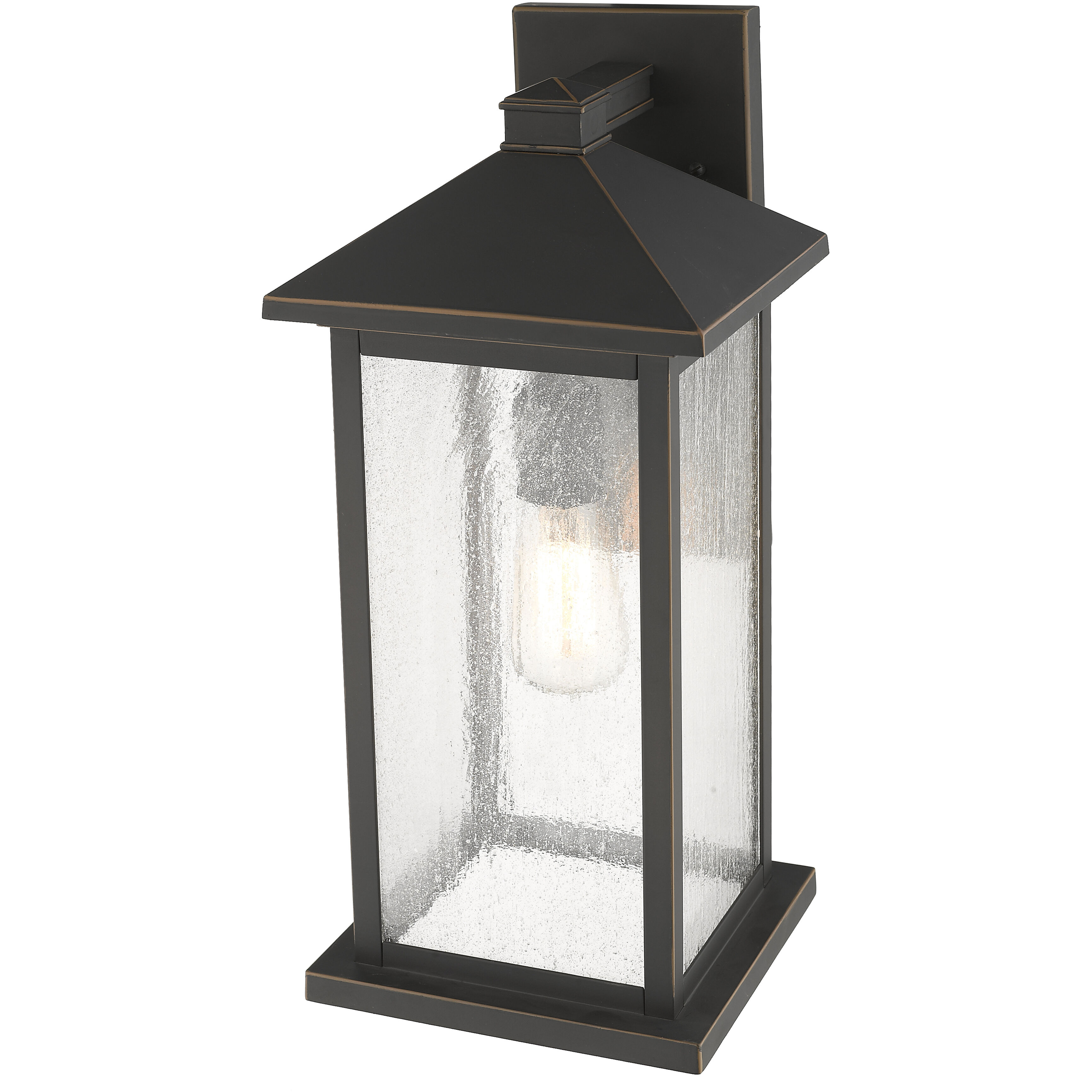 Portland 1 Light 18 inch Oil Rubbed Bronze Outdoor Wall Light in Clear Seedy Glass