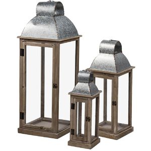 Wood 32 X 11 inch Decorative Lanterns, Set of 3