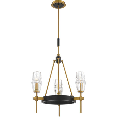 Gladstone 3 Light 21 inch Antique Brass/Black Chandelier Ceiling Light