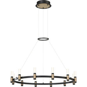 Albany LED 31.5 inch Brass and Black Chandelier Ceiling Light