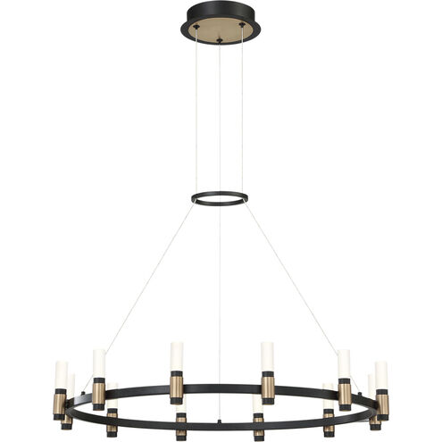 Albany LED 31.5 inch Brass and Black Chandelier Ceiling Light