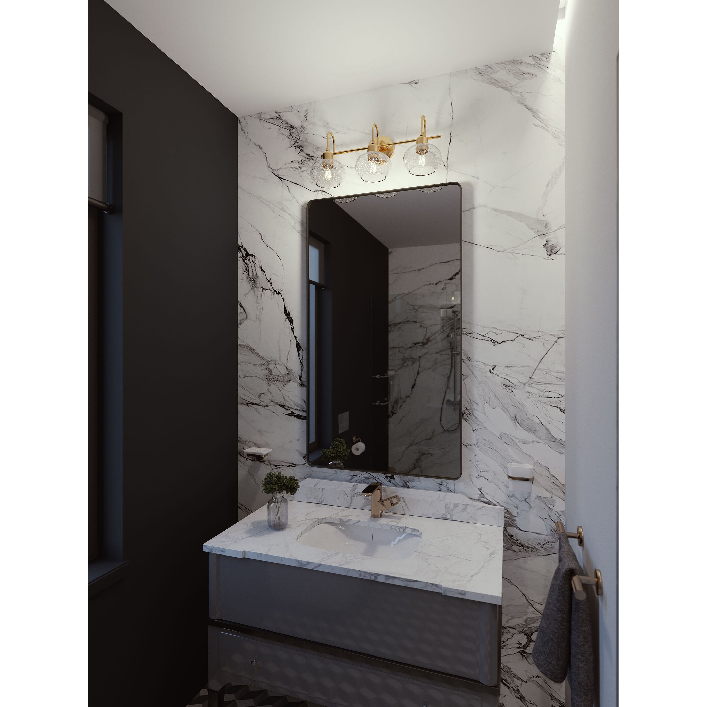 Laney 3 Light 8.1 inch Vintage Gold Vanity Light Wall Light