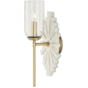 Benthos 1 Light 6 inch White and Brass and Clear Bath Sconce Wall Light