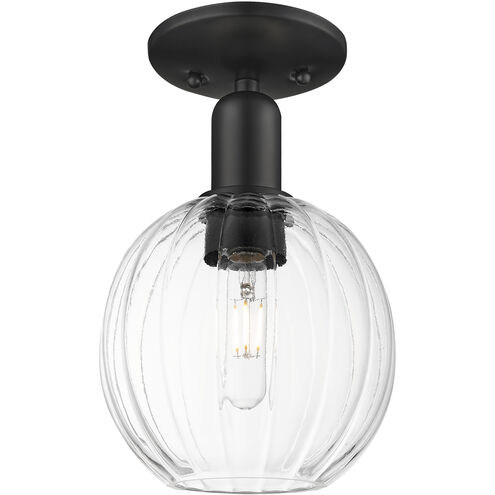 Downtown Urban Preston 1 Light 7 inch Matte Black Semi-Flush Mount Ceiling Light in Clear