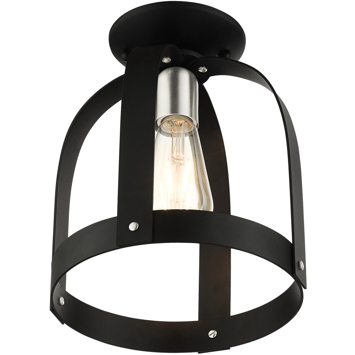 Stoneridge 1 Light 9 inch Textured Black Petite Semi Flush Ceiling Light